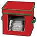 Household Essentials 532RED Holiday China Dinnerware Storage for Dessert Plates or Bowls | Removable Lid | Red Canvas with Green Trim