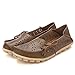 CIOR Women's Genuine Leather Loafers Casual Moccasin Driving Shoes Indoor Flat Slip-On Slippers,M912,Khaki,42