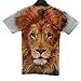 FaPlus Men's Fashion Lifelike 3D Print Lion Short Sleeve T-Shirts M