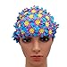 Medifier Swim Cap Floral Petal Retro Style Bathing Caps for Women Blue