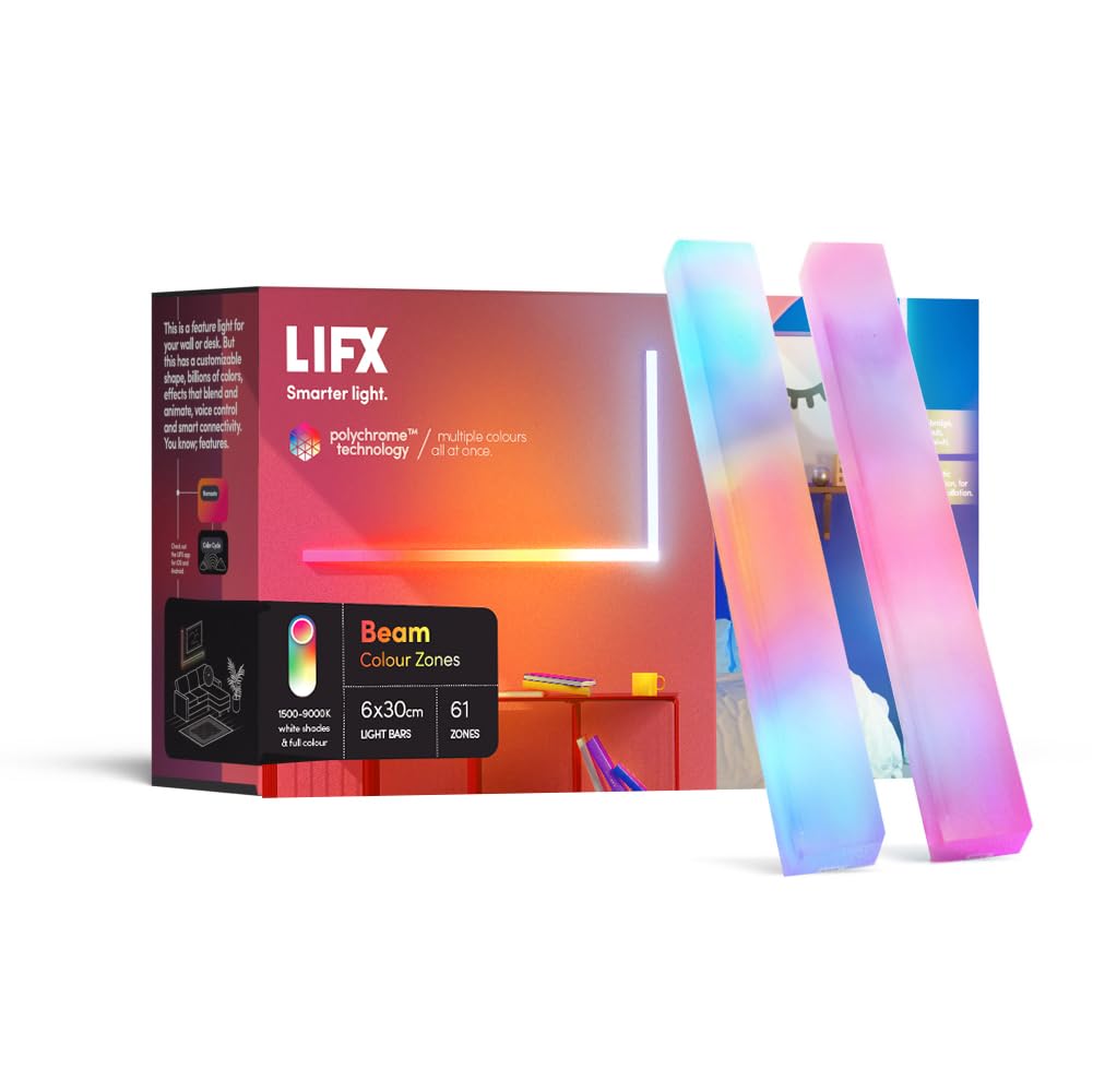 LIFX Beam Kit (International) Adjustable, Multicolour, Dimmable, No hub required, Compatible with Alexa, Apple HomeKit and Google Assistant, 34W