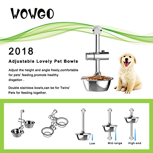 Elevated Double Dog Bowls Adjustable Raised Pet Feeder Station