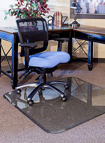 Clearly Innovative Glass Chair Mat with Beveled Edge, 36" x 46", 1/4" Thick Clear Tempered Glass with Easy Roll Beveled Edges | Protect Your Home or Office Floor