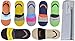 SMALL SIZE (5-8) STRIPED NO SHOW LINER SOCKS MEN WOMEN 7 Pairs