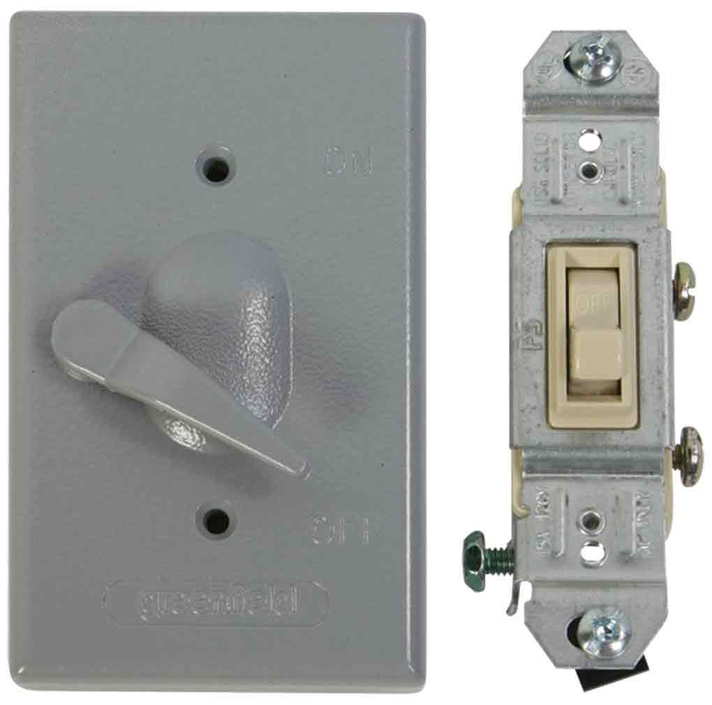 Made in USA Electrical Box Outlet Cover & Single Pole Switch Kit Gray