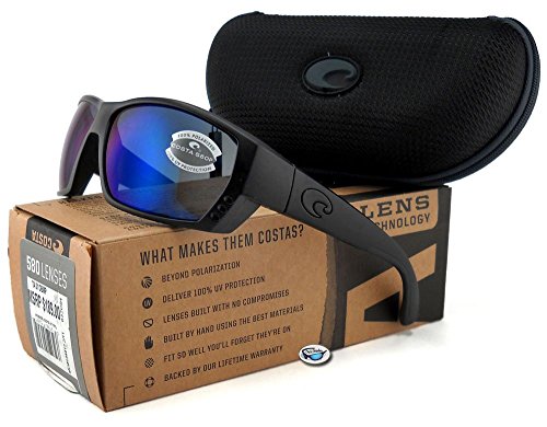 Costa Del Mar Tuna Alley Sunglasses, Blackout, Blue Mirror 580 Plastic Lens