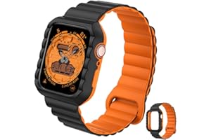 XYF Compatible for Magnetic Apple Watch Band with Bumper, Silicone Waterproof Sport Loop Strap Men Women for iWatch Series 9 8 7 6/SE 5 4 3 2 1