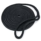 Crown Sporting Goods 15-Foot Double-Braided 3/8" Thick Nylon Dockline (Black)
