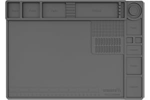 STREBITO Heat Resistant Silicone Soldering Mat up to 932°F, Silicone Work Mat Soldering Pad for Electronics Repair, Magnetic Mat for Watch, Phone, Tablet, Eyeglass, Knife, Size 13.8"x9.9" (Grey)