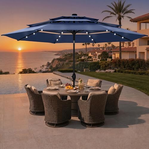 5 piece patio set with umbrella Kinger Home Arden 5-Piece Outdoor Metal Patio Dining Set, Bronze