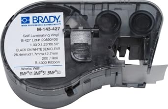 Amazon.com: Brady Self-Laminating Vinyl Label Tape (M-143-427) - Black on White, Translucent ...