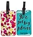 Kensie Buckle Closure Plastic PVC Luggage Tags in Blue/Multi Floral, 2 Pack