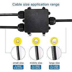 2 Pcs Waterproof Junction Box 3 Way, IP68 External