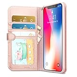 iPhone X Case, ESR Wallet Case, [Kickstand Feature] [Scratch-Free Flexible Inner Case] Folio Wallet Case with Strap/Card Slots/Side Pocket for 5.8