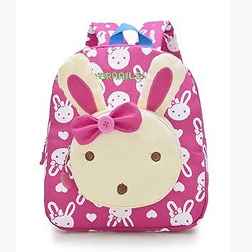 Neeior Cute Bunny Baby Canvas Backpack Toddlers Girls/Boys Preschool Bag Shoulder Rucksack Rose Red