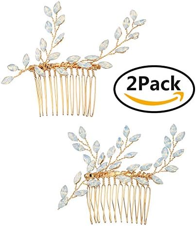 Miallo Weding Hair Comb Crystal Rhinestones Women Hair Comb Hair Accessories(2Pack)