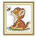 Printed Cross Stitch Kits 11CT 9X9 inch 100% Cotton Holiday Gift DIY Embroidery Starter Kits Easy Patterns Embroidery for Adults Crafts DMC Stamped Cross-Stitch Supplies Needlework Tiger and Bee