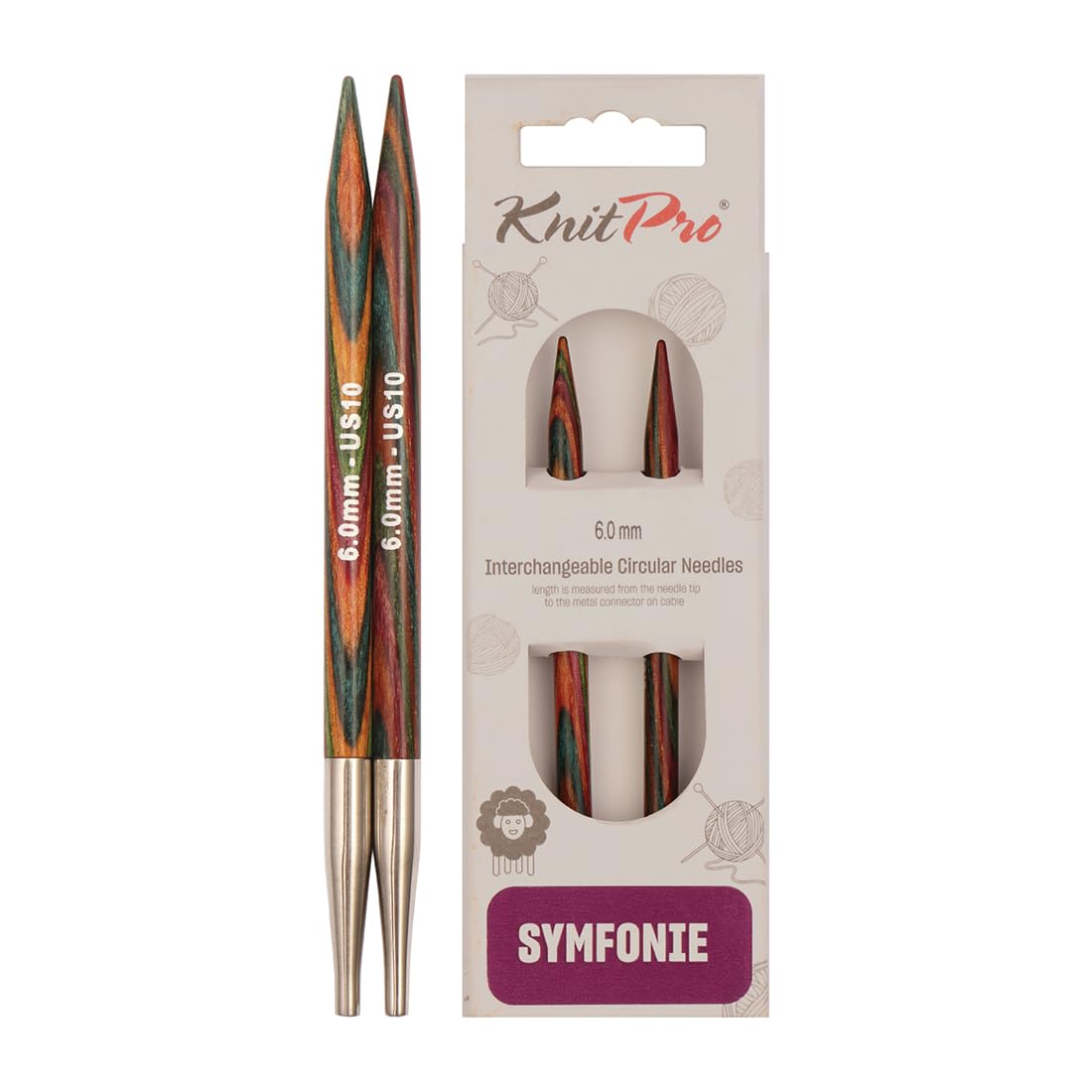 KnitPro Symfonie Interchangeable Circular Needles 4" (10cm) | 6.00mm