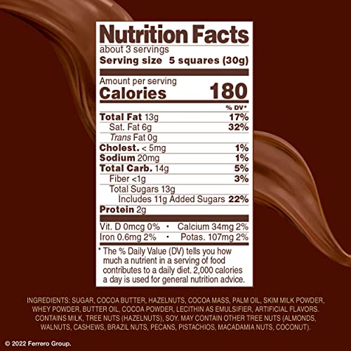 FERRERO ROCHER MILK CHOCOLATE HAZELNUT BAR, WITH COCOA FILLING , VALENTINE’S DAY CHOCOLATE GIFT, 3.1OZ