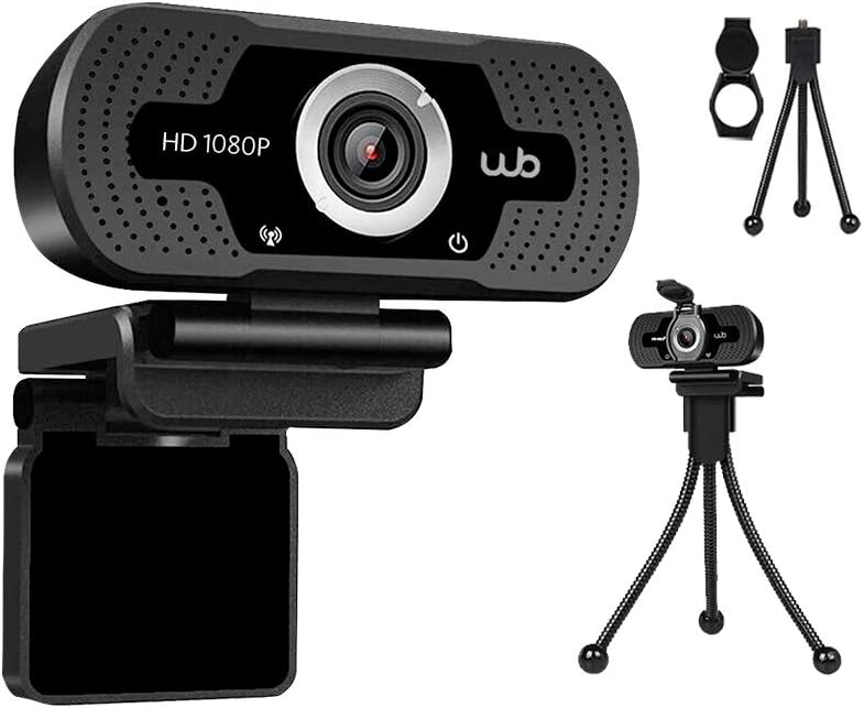 Webcam USB Full HD 1080P Microfone Embutido WB Amplo Ângulo 110° + Tripé por WB