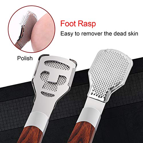 MQH Callus Shaver Pedicure Foot File Callus Hard Skin Remover Wood Handle with 10 Blades