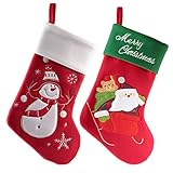 OTOO Christmas Stockings Lined Decorations with Santa and Snowman 18