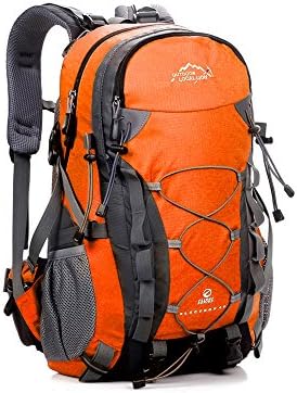 Elveest Unisex Multifunctional 40L Waterproof Hiking Daypack Camping Backpack Travel Trekking Mountaineer Rucksacks School Shoulder Bag -Orange