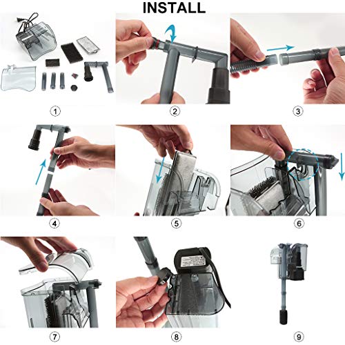 boxtech Aquarium Hang On Filter - Power Waterfall Suspension Oxygen Pump - Submersible Hanging Activated Carbon Biochemical Wall Mounted Fish Tank Filtration Water (5-10 Gal)