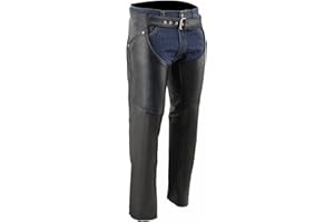 Milwaukee Leather Chaps for Women Black Premium Skin - Deep Hip Pockets Back Thigh Laces Motorcycle Chap - SH1173 - X-Large