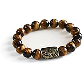 Vinoya Tiger Eye Bracelet Men Women Natural Stone Bracelets 8/10 mm Tiger Eye Round Beads Stretch Bracelets Jewelry
