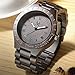 Wooden Watches, Ebony Wood Watch Mens Analog Quartz Lightweight Wooden Wrist Watch with Luminous Pointers
