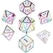 HESTYA Metal Dices Set Polyhedron Dice Compatible with Dungeons and Dragons, Role Playing Math Teaching Table Games Solid Zinc Alloy with Enamel Dice with Storage Bag