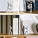 Heavy Duty Stainless Steel Art Bookends, Non-skid, Metal Book Ends for Shelves, Book Support, Book Stopper for Books, Movies, Magazines, Video Games, 7.28 x 6.1 x 2.75 inches, Silver, 2 Pairs/4 Pieces