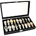 18pc Black Watch Travel Tray Showcase Display Case Unit W/Glass Top