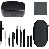 12-Piece Hearing Aid Cleaning Kit with Wax Loop, Storage Case | Also for earbuds and headphones, includes magnet, vent brush and screwdriver, multi-purpose tools, portable zipper case