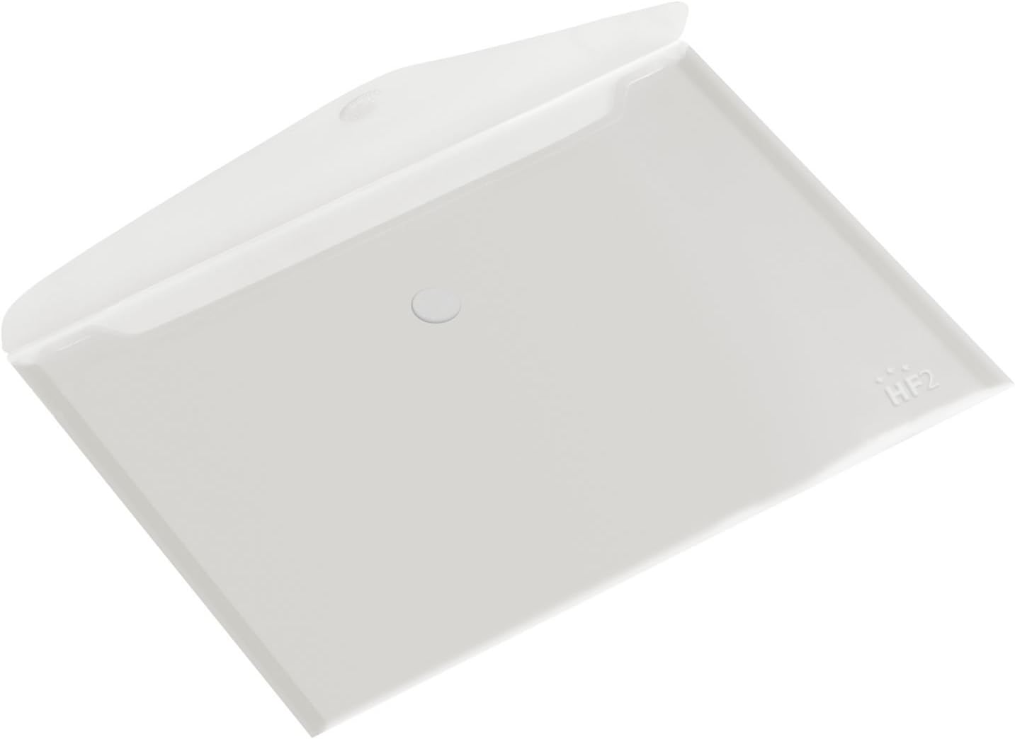 HF2 Wallet Folder (Pack of 10) | A4 Size | Envelope Document Folder with Hook & Loop Closure | Clear & Transparent | for Home & Offices | Landscape Document Organizer & Holder, Clear/White, 190161