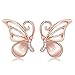 18k Rose Gold Plated Opal Butterfly Stud Earrings for Women Teen Girls Jewelry