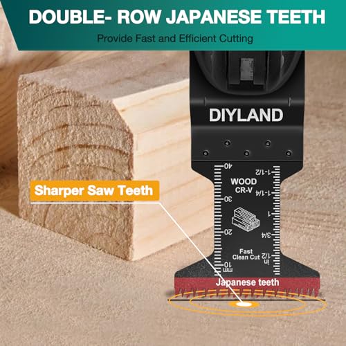 DIYLAND 31PCS Multi Tool Blade Set, Universal Oscillating Saw Blades, Oscillating Tool Accessories for Wood Metal Cutting, Multitool Blades fit Makita, Milwaukee, Dremel, Ryobi and More