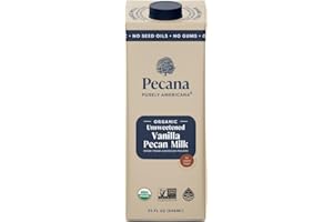 PECANA PURELY AMERICANA Organic Vanilla Unsweetened Pecan Milk 32?oz – Non-Dairy Plant-Based Beverage, USDA Certified, Vegan, Gluten-Free, Lactose-Free, No Carrageenan – Rich Bourbon Vanilla Flavor