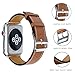 yearscase 42MM Genuine Leather Replacement Band with Classic Metal Adapter Clasp Single Tour Compatible Apple Watch Band Series 3 Series 2 Series 1 Nike+ Hermes&Edition - Brown