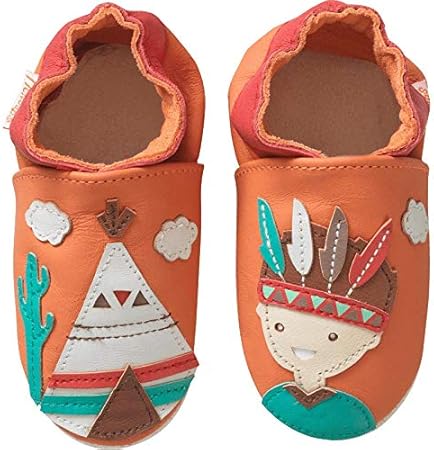Tichoups Chaussons Cuir Souple Bebe Chaussons Chaussons Bebe Cuir Souple Gabin Le Petit Indien Chaussons Cuir Souple Premiers Pas Pantoufles Cuir Enfant Semelles Antiderapantes Pointure 32 33 Amazon Fr Bebes Puericulture