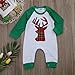 Canis Unisex Newborn Baby Boys Girls Christmas Romper Long Sleeve Lattice Deer Jumpsuit (12-18M, Green)