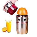 Stainless Steel Juicer, Portable Manual Lid Rotation Citrus Juicer Lemon Juicer Squeezer for Oranges, Lemons, Tangerines and Grapefruits