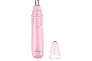 Smity Ear and Nose Hair Trimmer Professional Painless Eyebrow Trimmer for Men and Women Battery-Operated Dual-Edge Blades Built-in LED Light (Red)