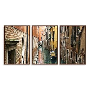 3 Piece Framed Canvas Wall Art for Living Room, Bedroom Italy City Landscape Canvas Prints for Modern Home Decoration Ready to Hang - 16"x24"x3 Panels