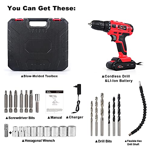 Electric Cordless Drill Kit AUTOJARE Rechargeable Power Drill Driver