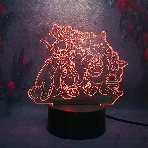 Cute Cartoon Winnie Pooh Eeyore Tigger 3D Night Light Led 7 Color Remote Touch USB Boys Bedroom Table Lamp