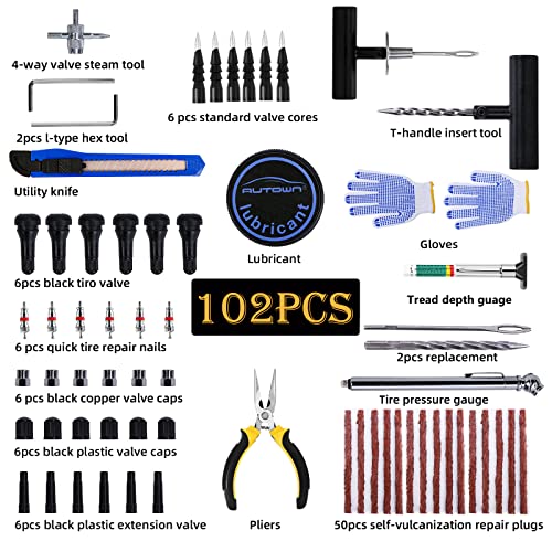 Tire Repair Kit, 102 Pcs Heavy Duty Tire Plug Kit for Car