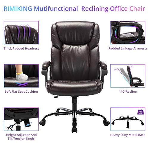 RIMIKING Office Chair Executive Computer Task Desk Chair, PU Leather Reclining Adjustable Seat
