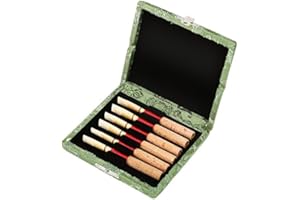 Tbest Oboe Case,Protect Against Moisture Wooden + Silk Cloth Cover Case Holder Storage Box for 6pcs Oboe Reeds Maple Wooden